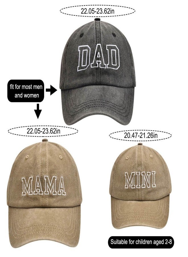 ZUYYON 3 Pcs Parent-Child Baseball Hats Adjustable Mama Dad Mini Daughter Son Embroidered Cap Matching Retro Family Hats Black, Khaki - Image 2